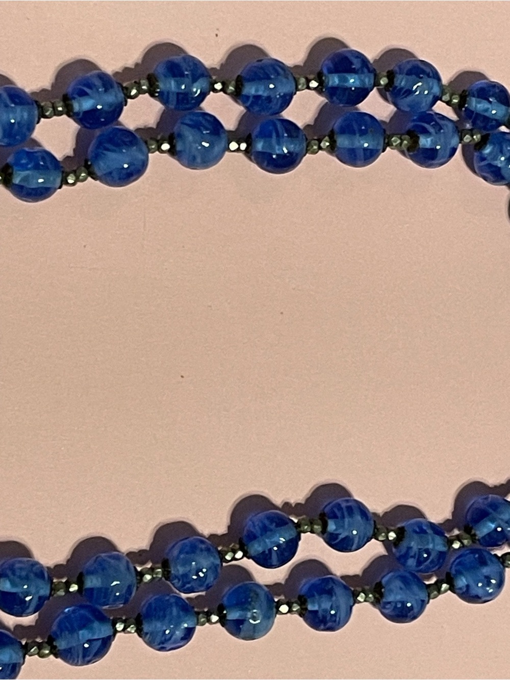 Vintage Ultra Rare Signed Miriam Haskell Cobalt Bead Rhinestone Necklace - Picture 4 of 12